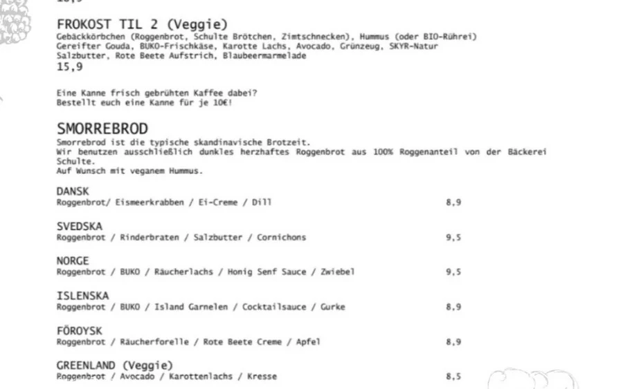 Speisekarte Speisekarte