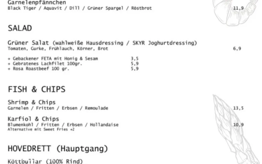 Speisekarte Speisekarte